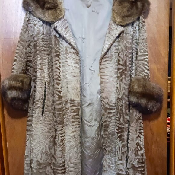 Schiaparelli Full length Russian Sable Fur Coat Jacket w Mink Trim LOCAL PICKUP - Picture 1 of 6